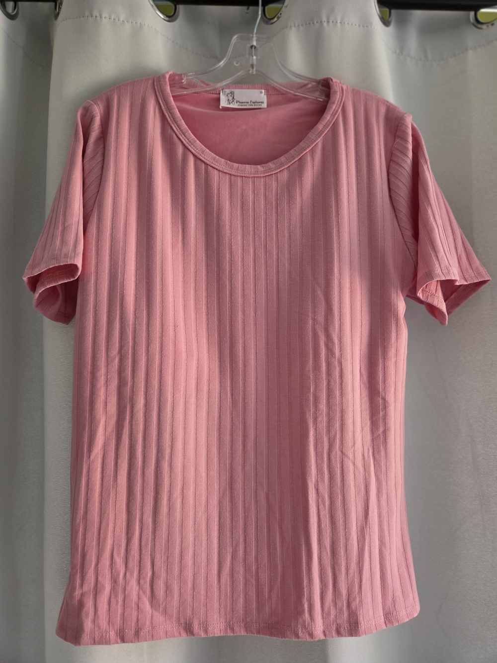 Phierce Fashions Pink Ribbed Built-In Bra Top